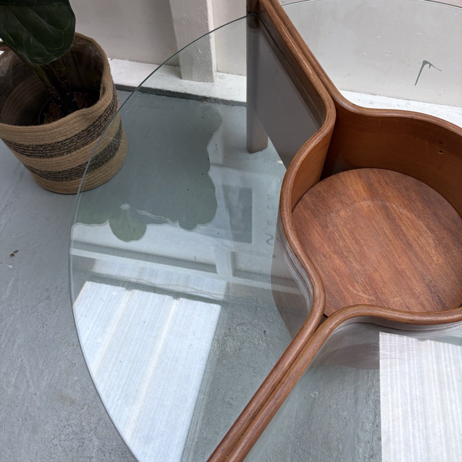 photo furniture Rare Midcentury Thermoform Plywood Glass Coffee Table Designed By Nathan C.1960