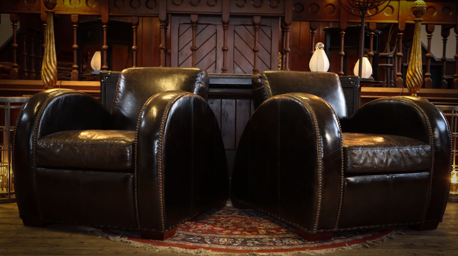 photo for sale Sublime Pair Timothy Oulton Rockefeller Leather Armchairs Cigar Club Rare