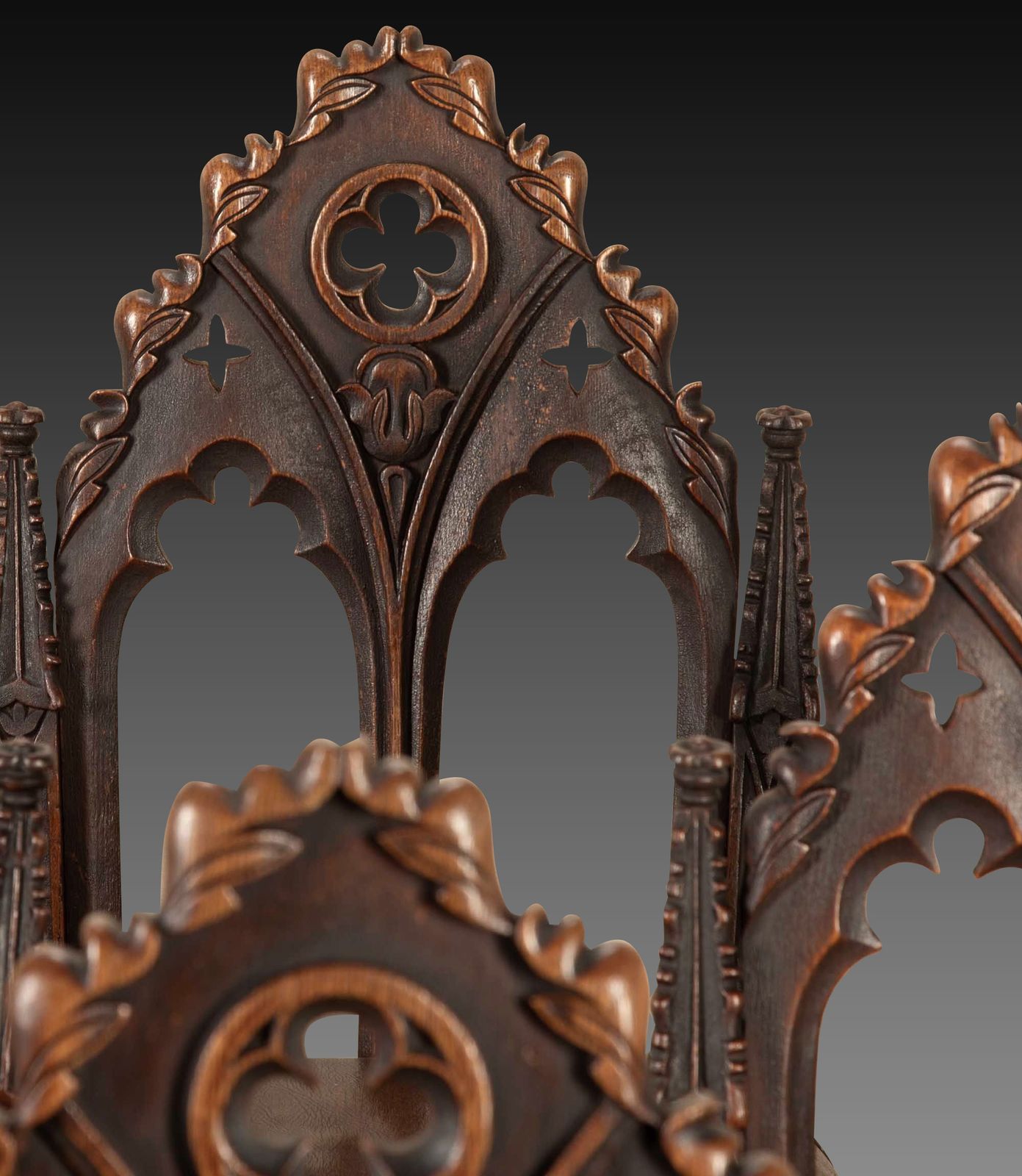 Set Of Six 19th Century Gothic Oak Side Chairs photo furniture