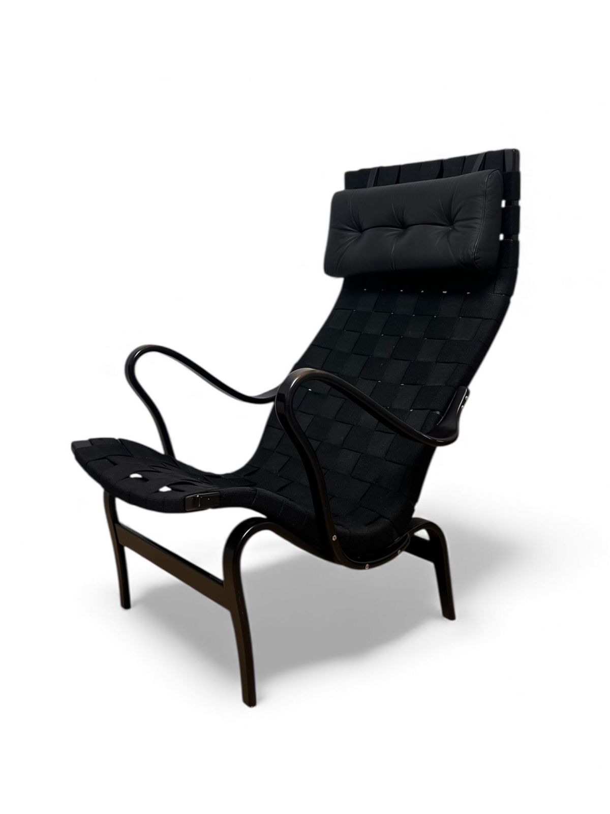 Mid  Century Bruno Mathsson “Pernilla” Lounge Chair In Black Webbing, Sweden photo Furniture