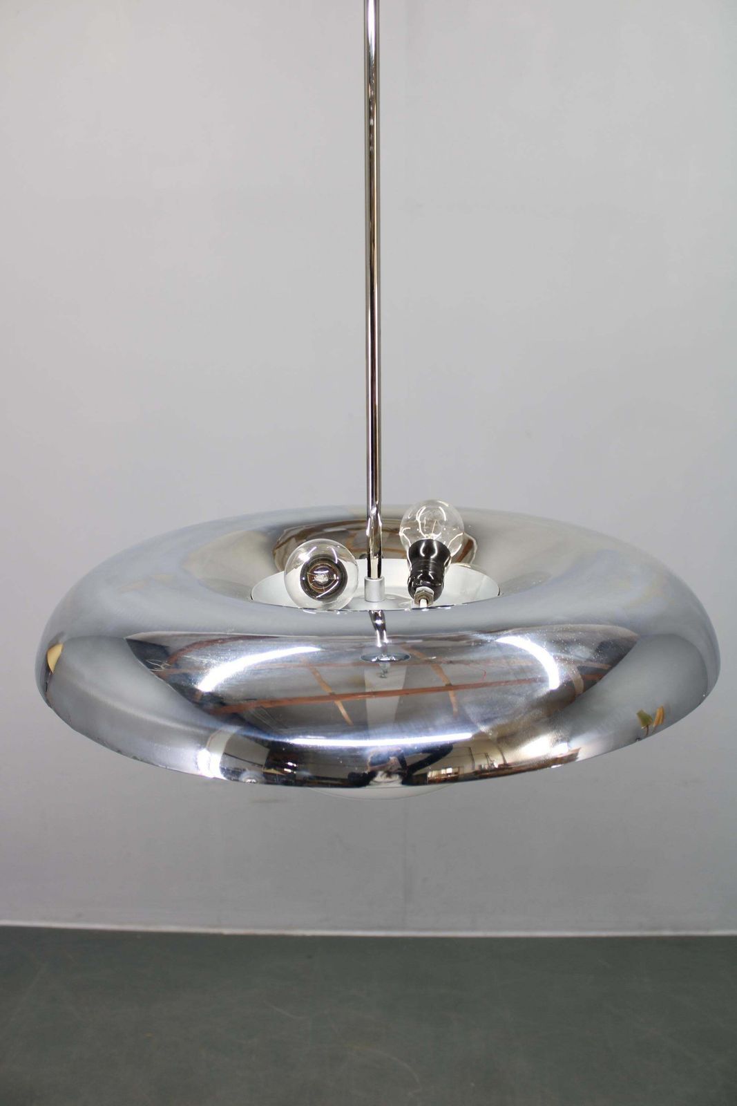 Art Deco Chrome And Opaline Glass Chandelier By Napako, 1930s photo Lighting