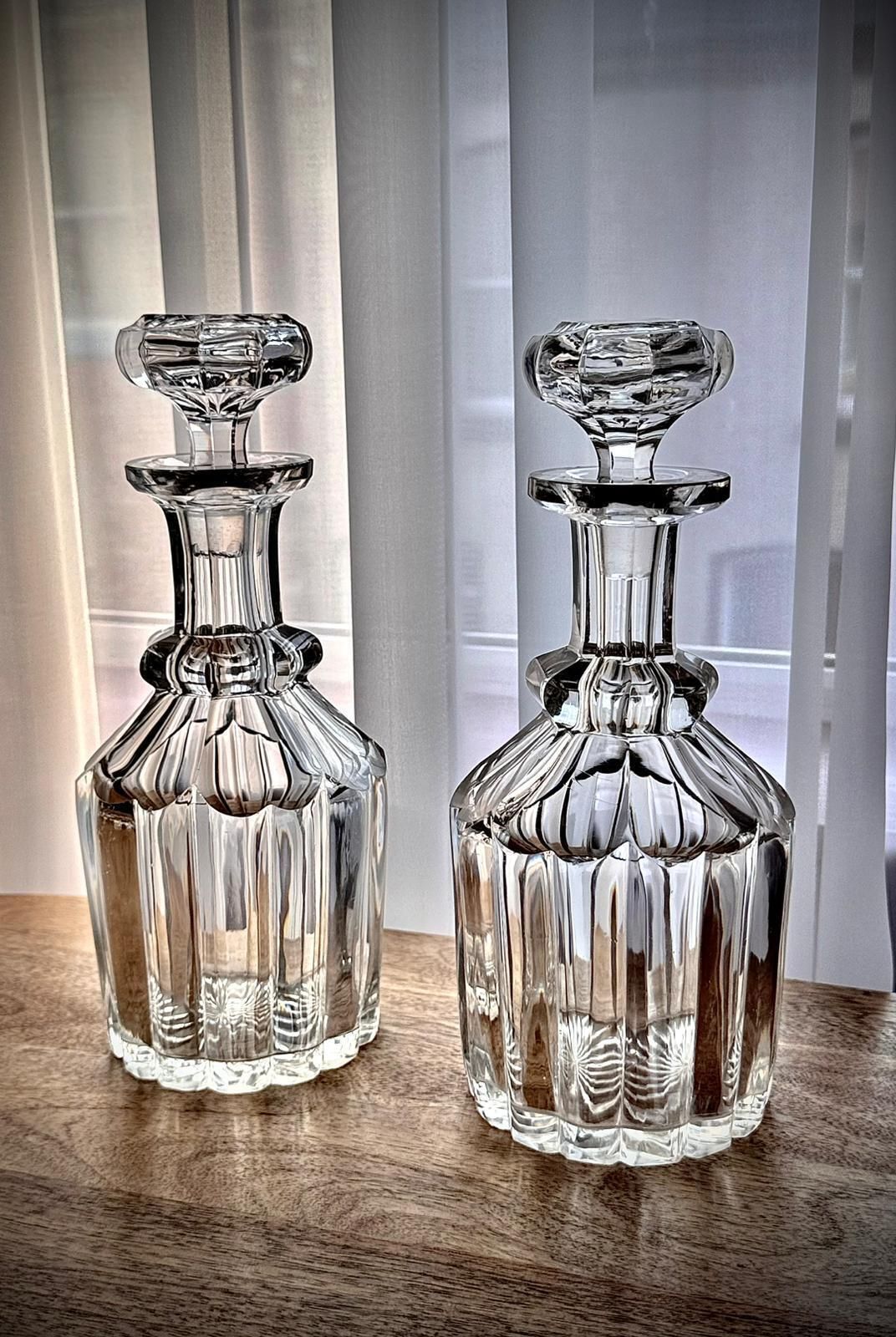 Matched Pair Of Georgian–Regency Cut Glass Decanters, C.1820–1835 photo vintage