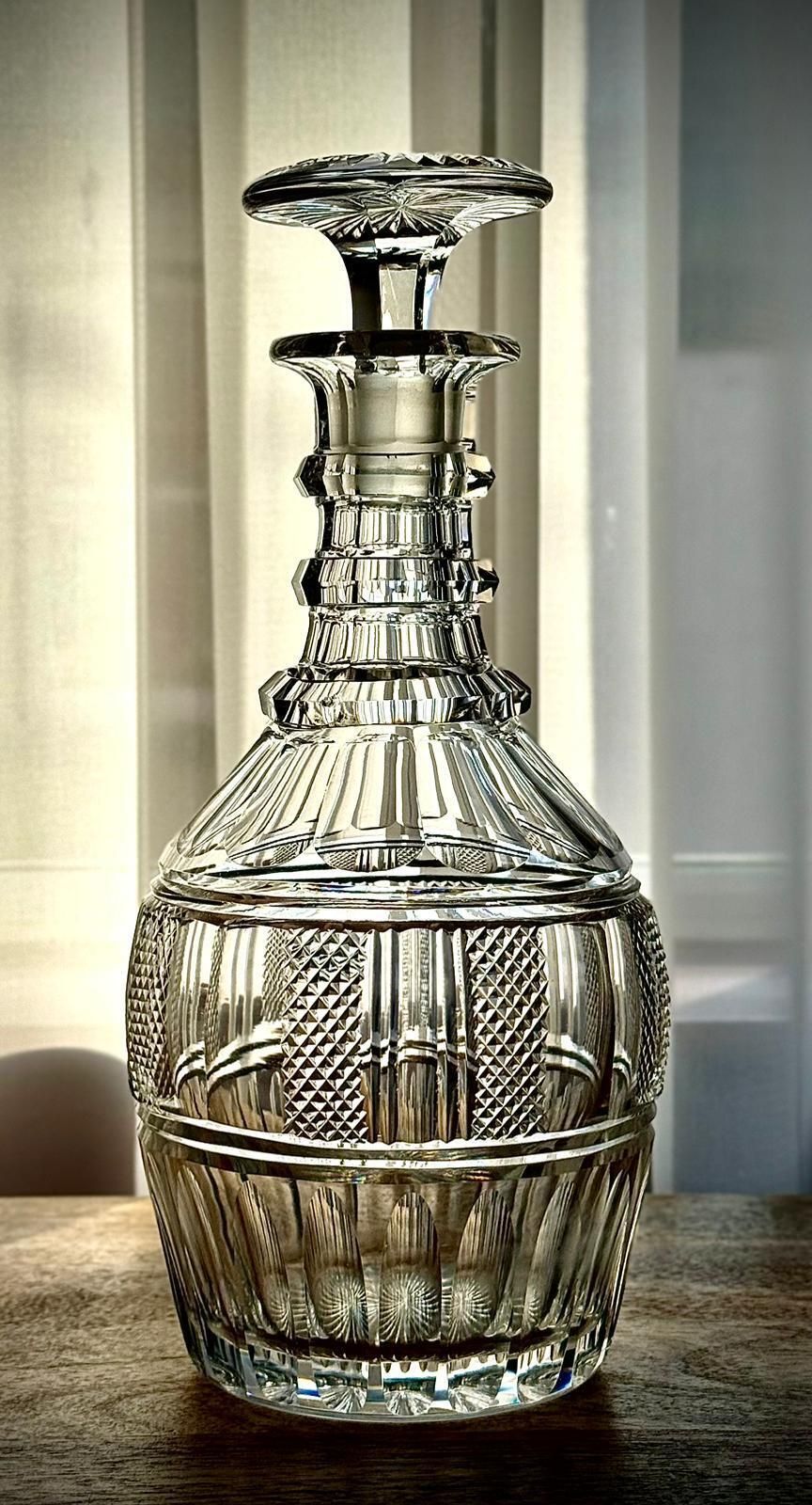 Vintage French / Franco Belgian Magnum Cut Crystal Decanter With Numbered Stopper, Mid–20th C photo 425.0