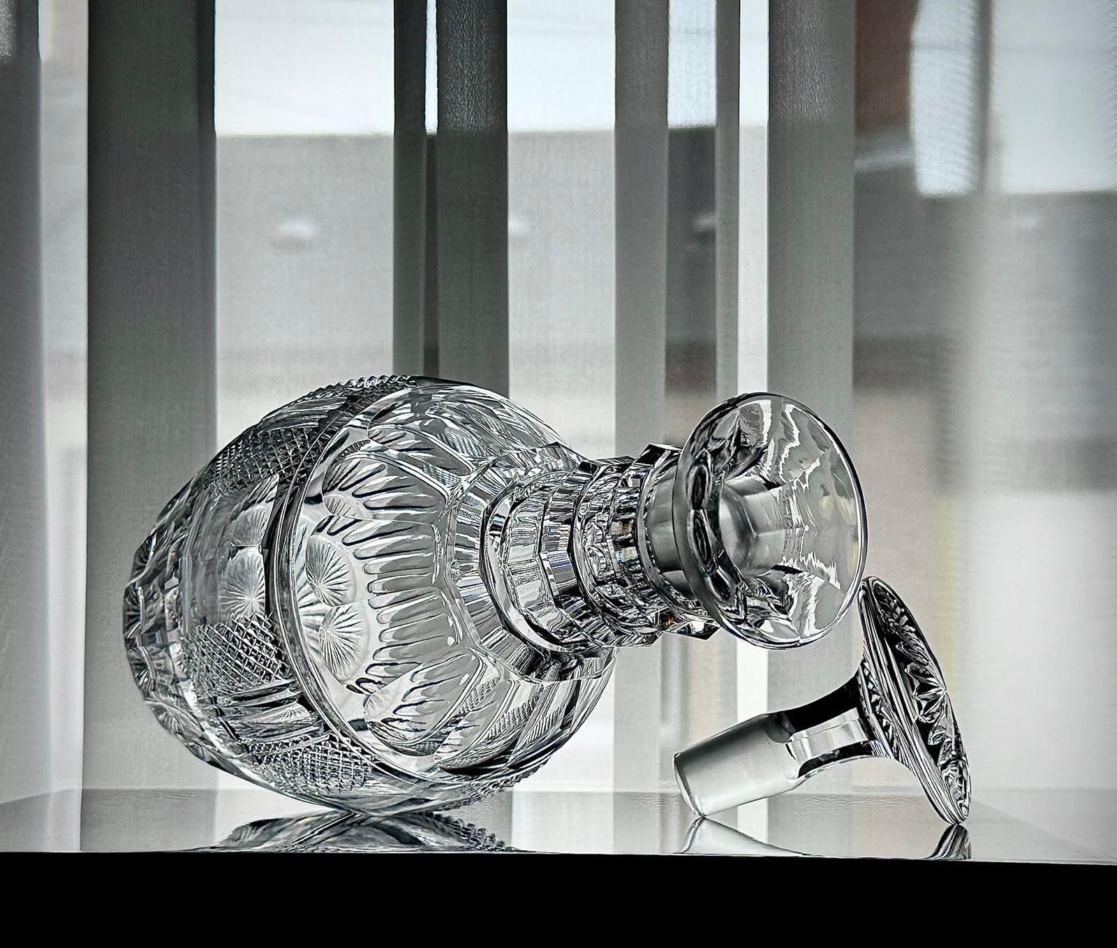 photo furniture Vintage French / Franco Belgian Magnum Cut Crystal Decanter With Numbered Stopper, Mid–20th C
