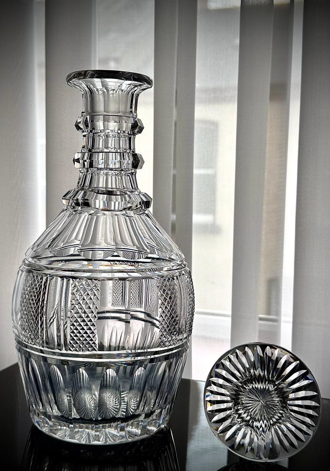 Home Decor Vintage French / Franco Belgian Magnum Cut Crystal Decanter With Numbered Stopper, Mid–20th C photo