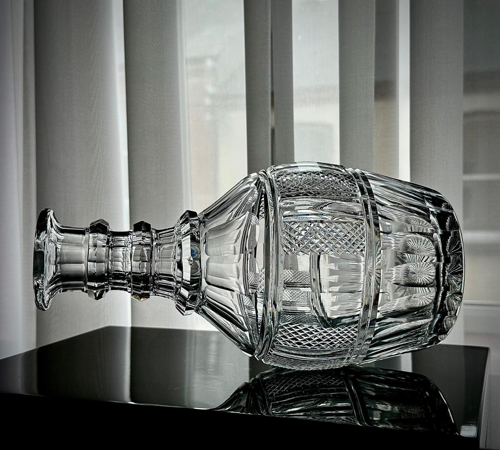 photo buy Vintage French / Franco Belgian Magnum Cut Crystal Decanter With Numbered Stopper, Mid–20th C