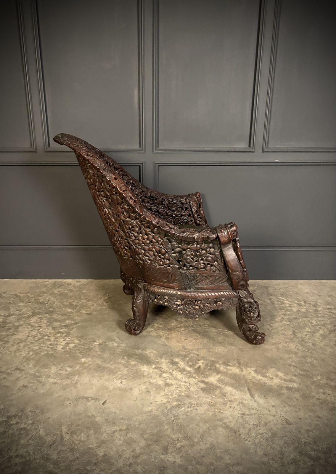 Carved Burmese Armchair photo vintage