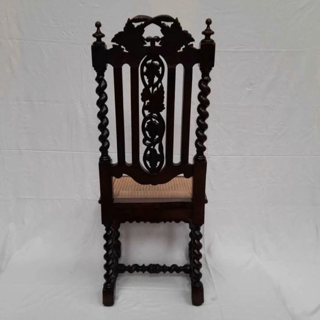 Late 19th Century Victorian Carved Oak Barley Twist Chair, Professionally Restored photo 795.0