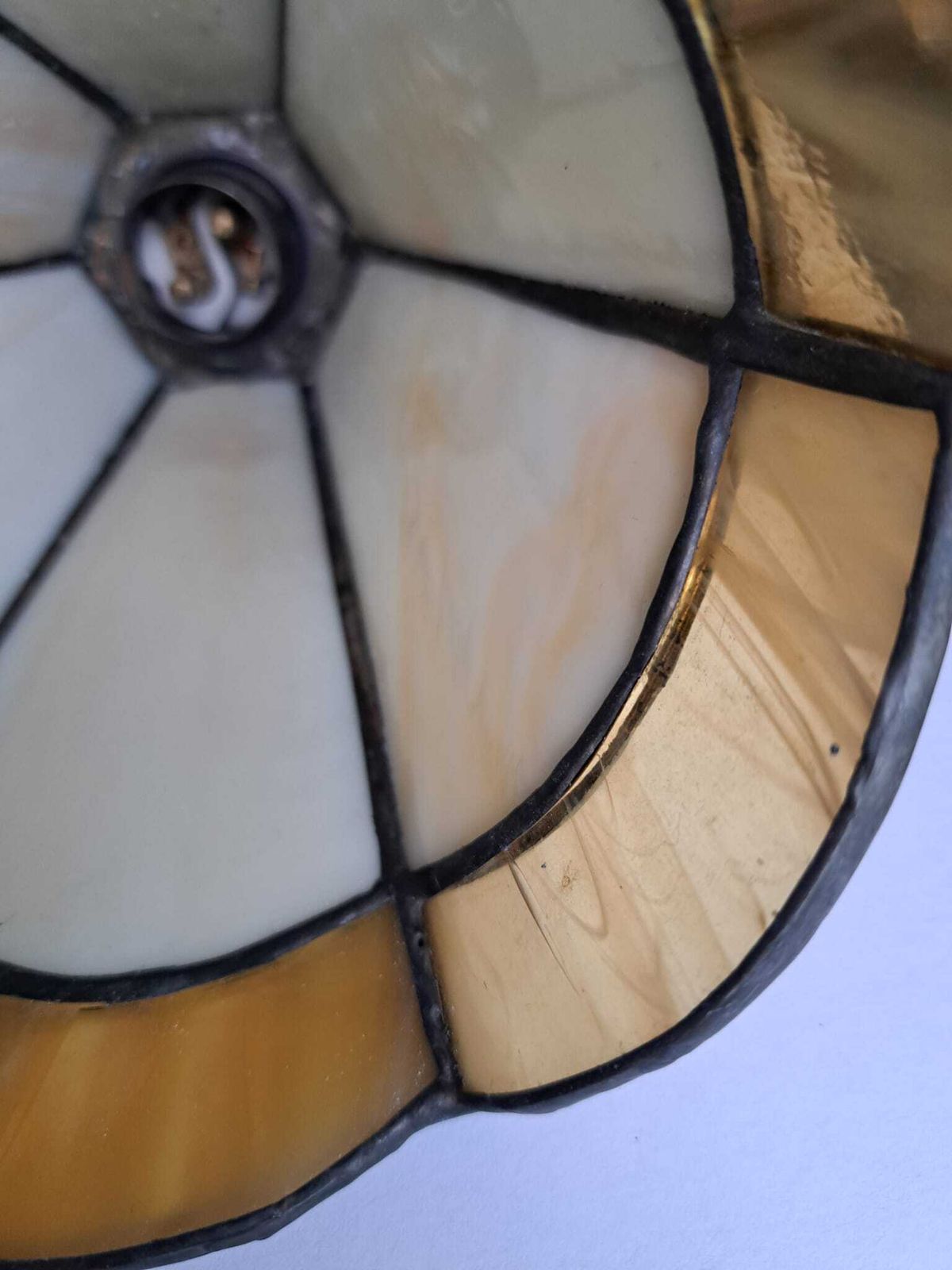 Art Deco Pendant Light In A Brown & Cream Opaline, Original 1930s photo 235.0