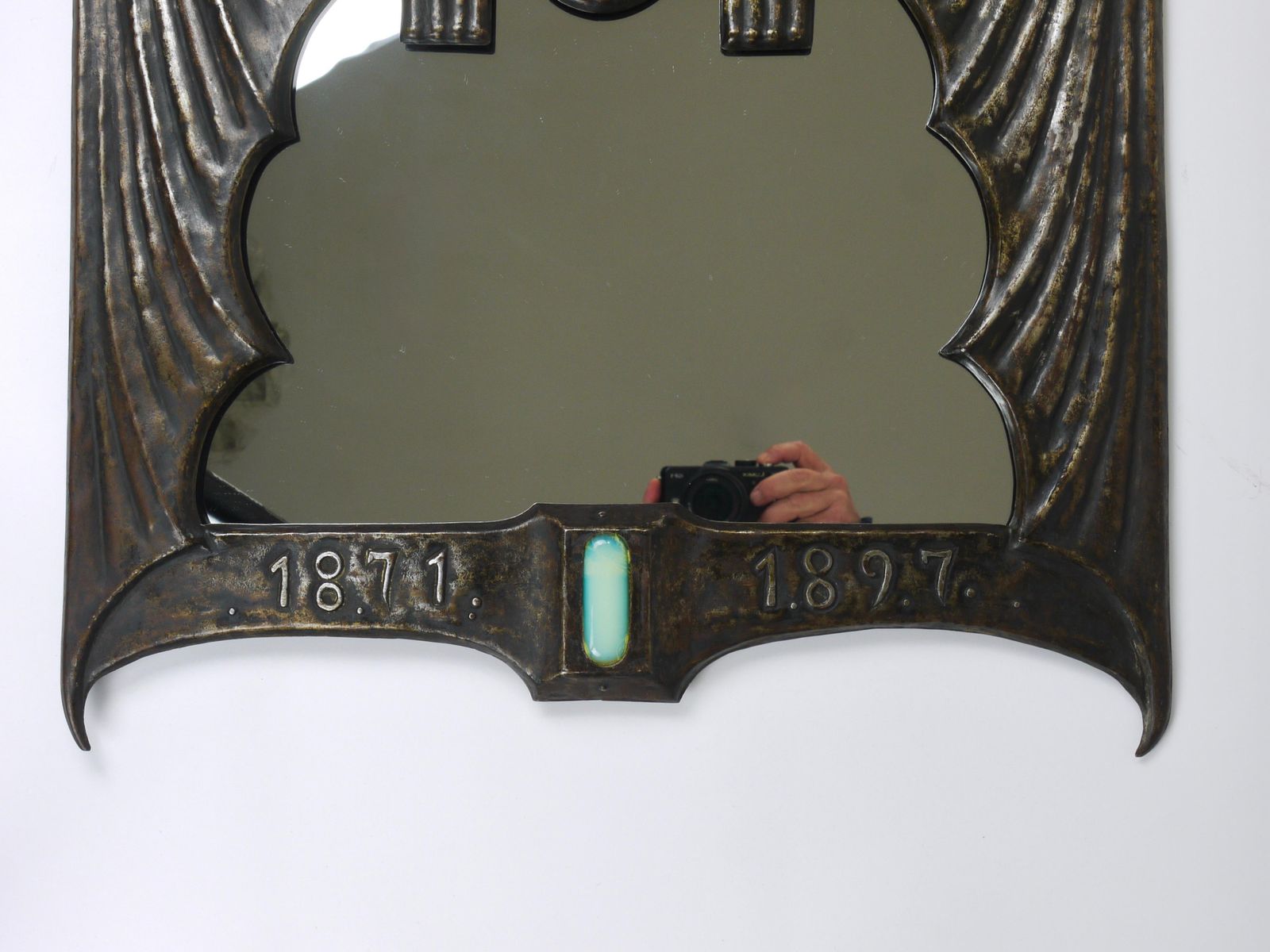 Vienna Secession Art Nouveau Gustav Klimt Attr „Tragedy“ Theater Wall Mirror, Au photo for sale
