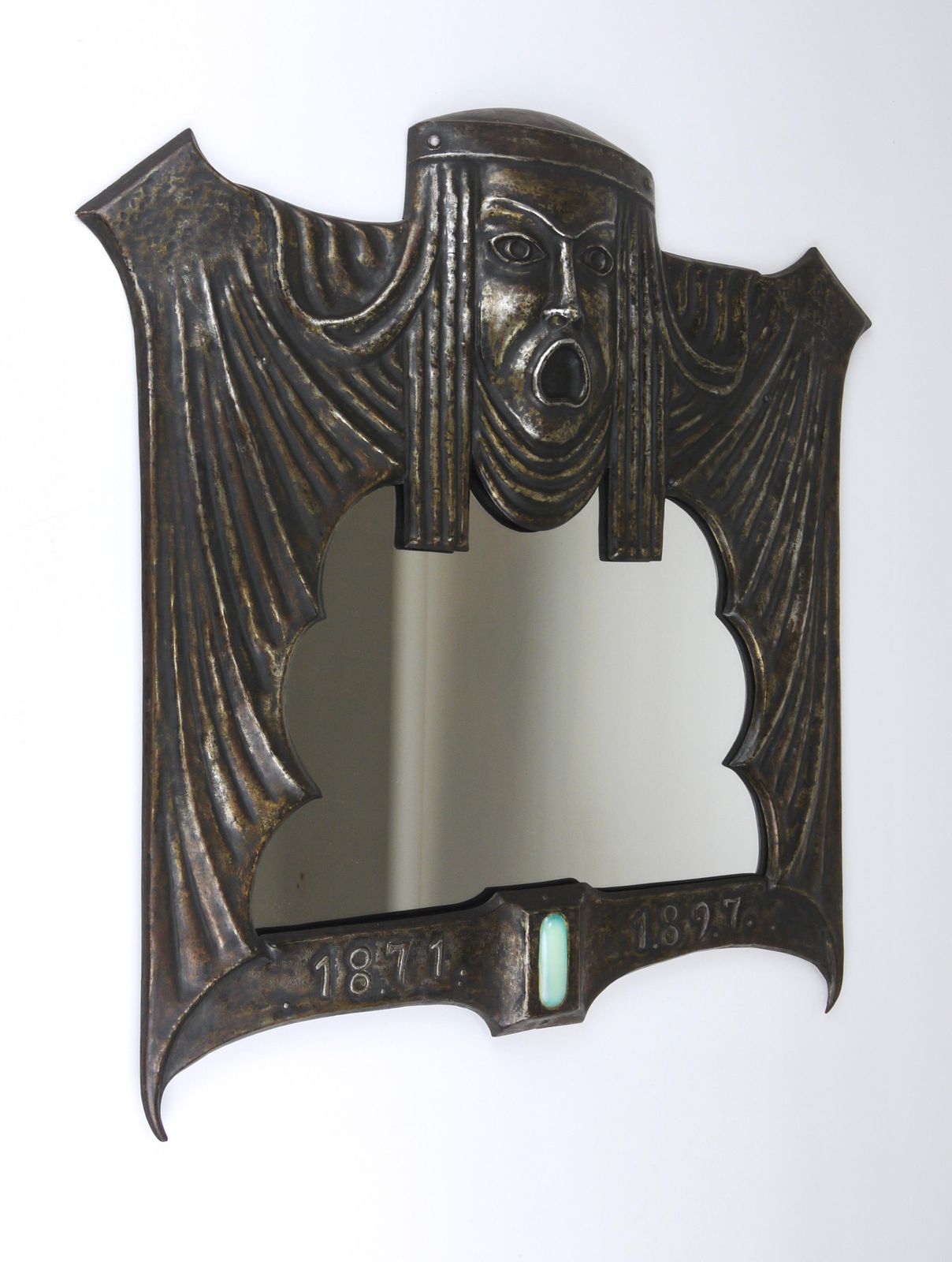 Vienna Secession Art Nouveau Gustav Klimt Attr „Tragedy“ Theater Wall Mirror, Au photo buy