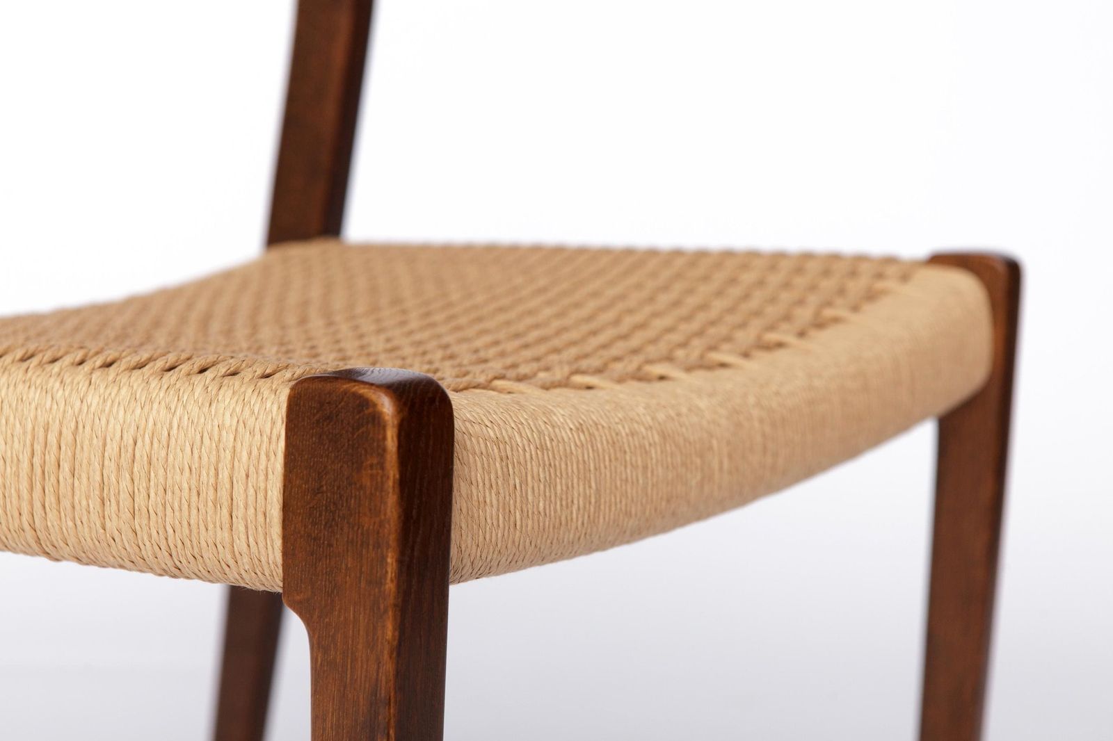 2 Of 4 Vintage Niels Otto Møller Chair, Model 71, Dark Oak, Danish Cord, Mid Century photo vintage