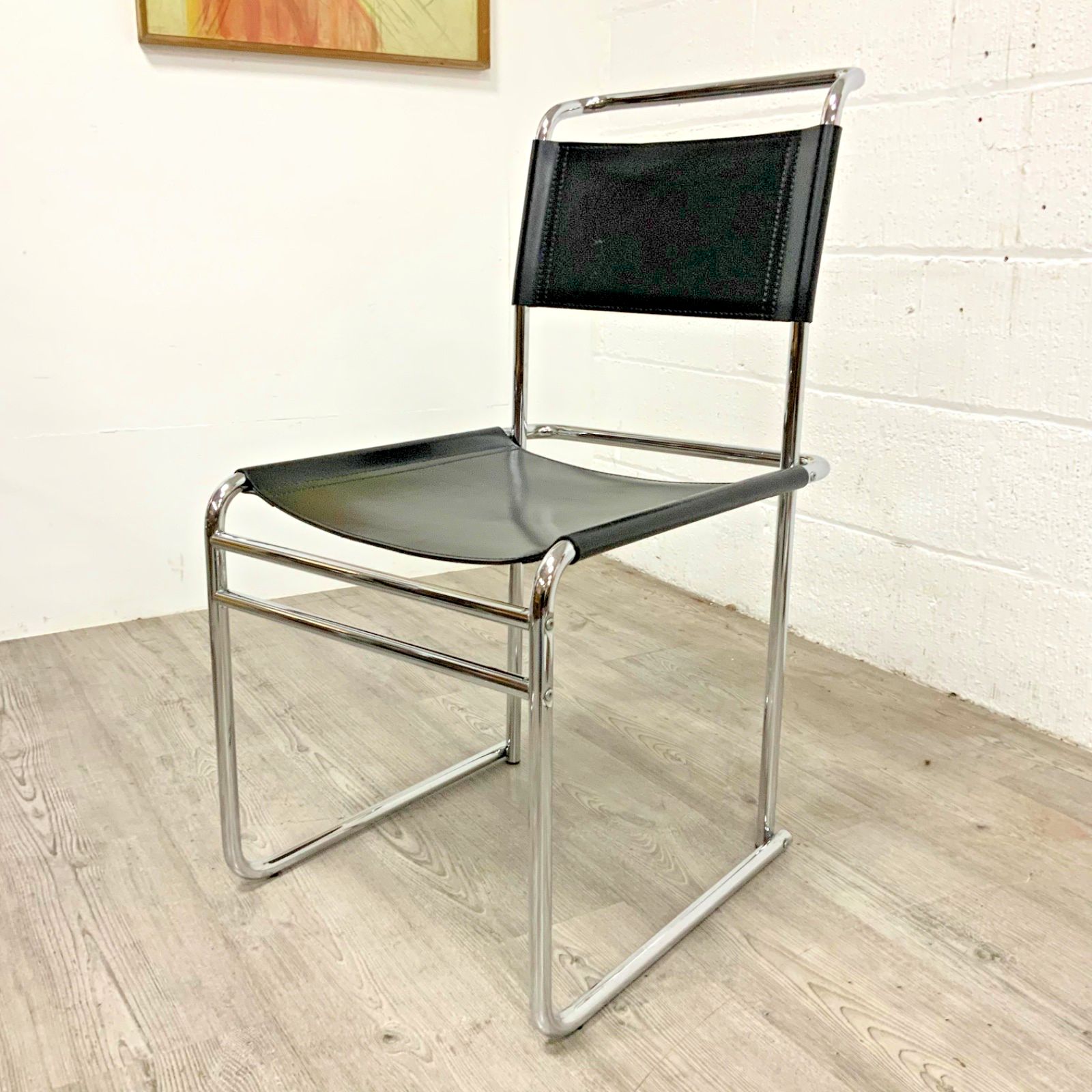Furniture A Set Of 4 Marcel Breuer B40 Dining Chairs Black Leather By Tecta Dated 1999 photo