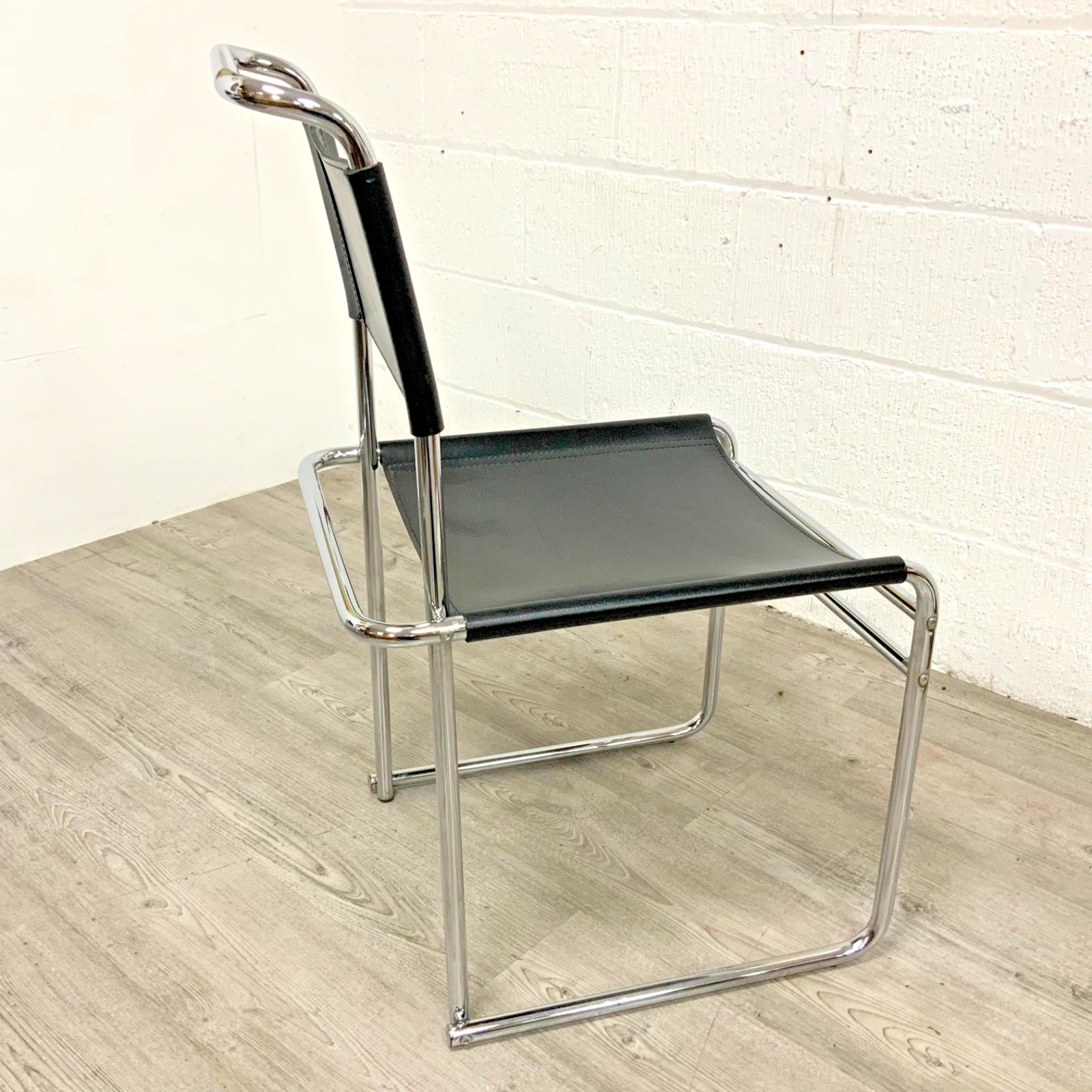 photo buy A Set Of 4 Marcel Breuer B40 Dining Chairs Black Leather By Tecta Dated 1999