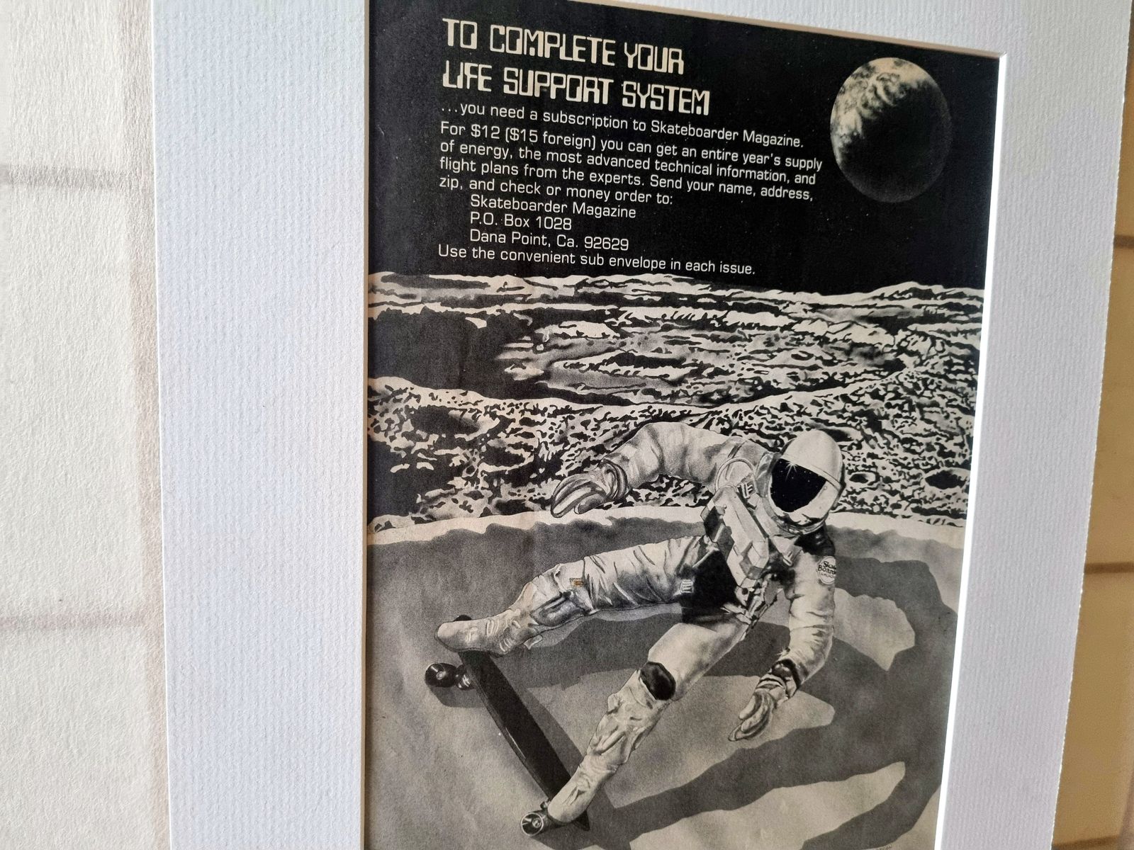 Retro Space Art, Skateboard Magazine Advertisement Mounted, Ron Larson Artist Illustration, 1970s Sci Fi Skate Culture, Sci Fi photo buy