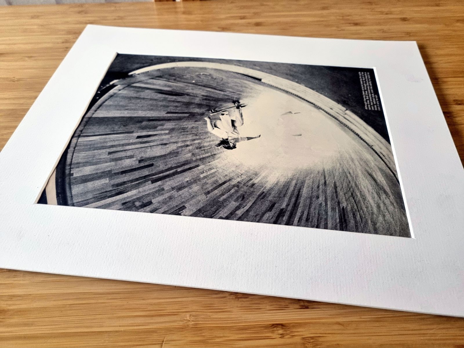 Skateboard Magazine Page Mounted, Bob Shea Vertical Riding, 1970s Southern California Skate Photography photo furniture