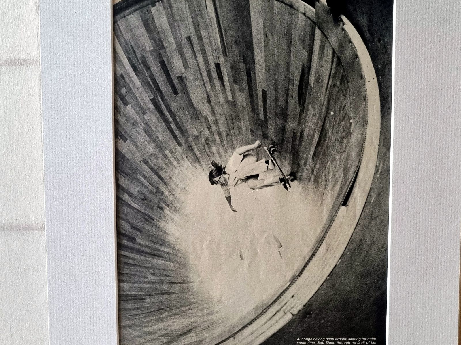Skateboard Magazine Page Mounted, Bob Shea Vertical Riding, 1970s Southern California Skate Photography photo 95.0