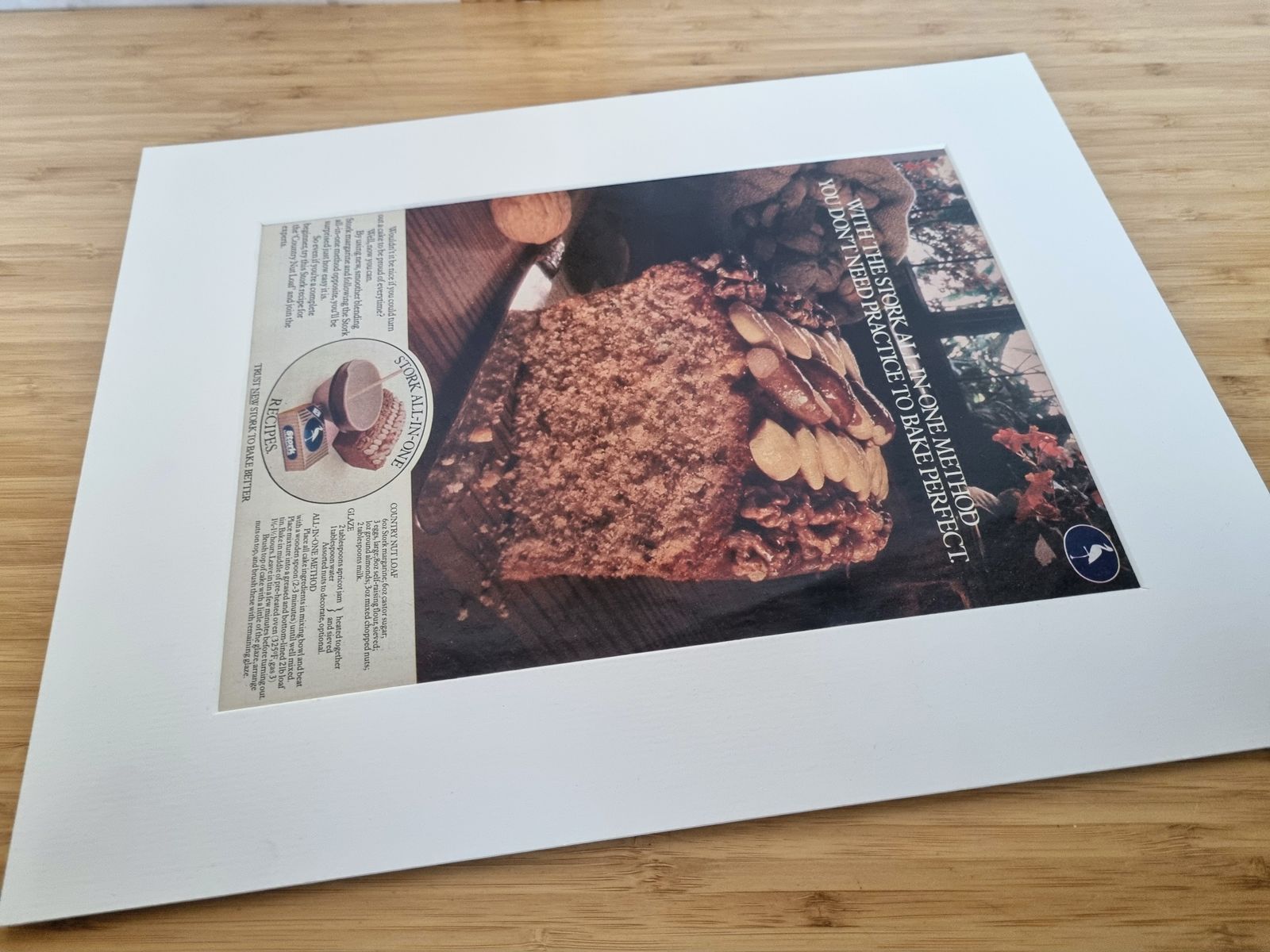 Food Magazine Advertisement Mounted, Stork Baking Loaf Cake Image, British Retro Kitchen Wall Art, 1970s Grocery Advertising photo 55.0