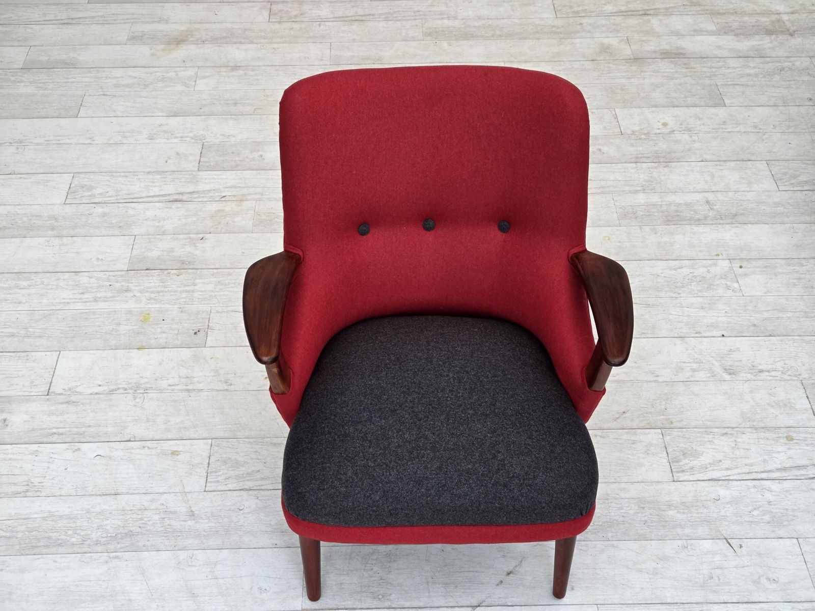 1960s, Danish Designed Armchair, Reupholstered, Furniture Wool. photo Furniture