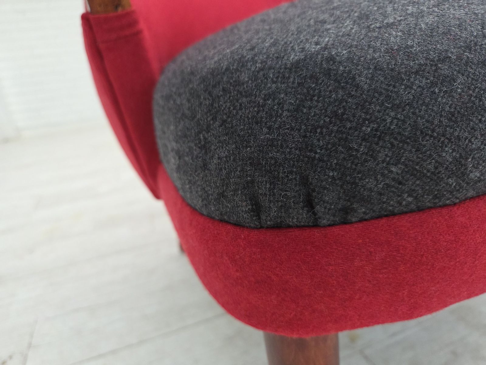 1890.0 1960s, Danish Designed Armchair, Reupholstered, Furniture Wool. photo