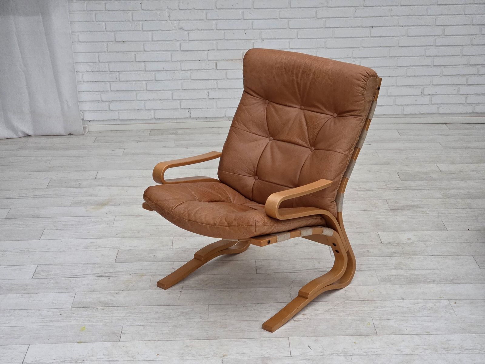 Furniture 1970s, Norwegian Armchair, Model "Kengu", Furniture Leather. photo