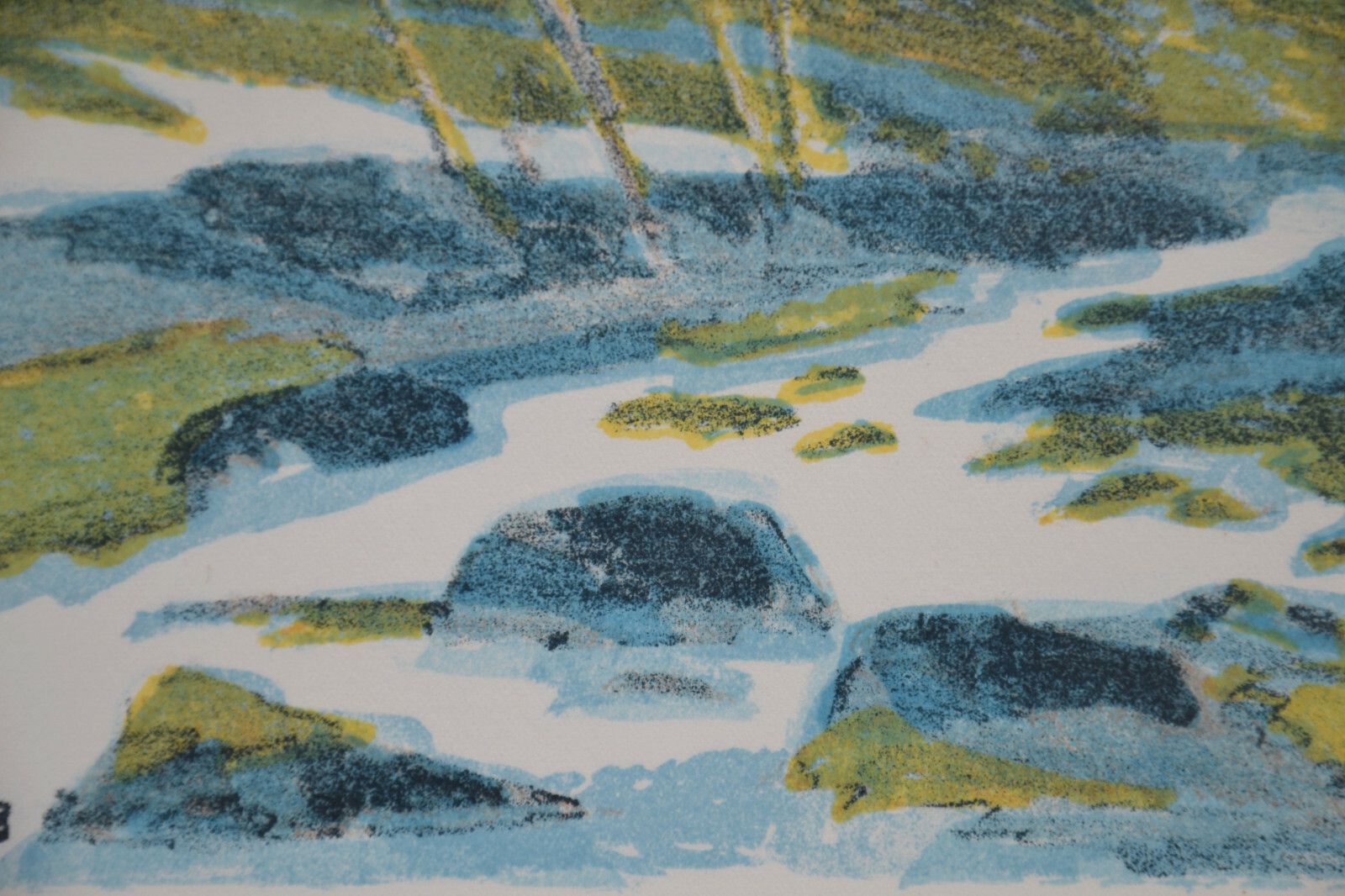 Small  Lithography On Paper  Winter Seascape, Signed , Nr 45/300 photo vintage