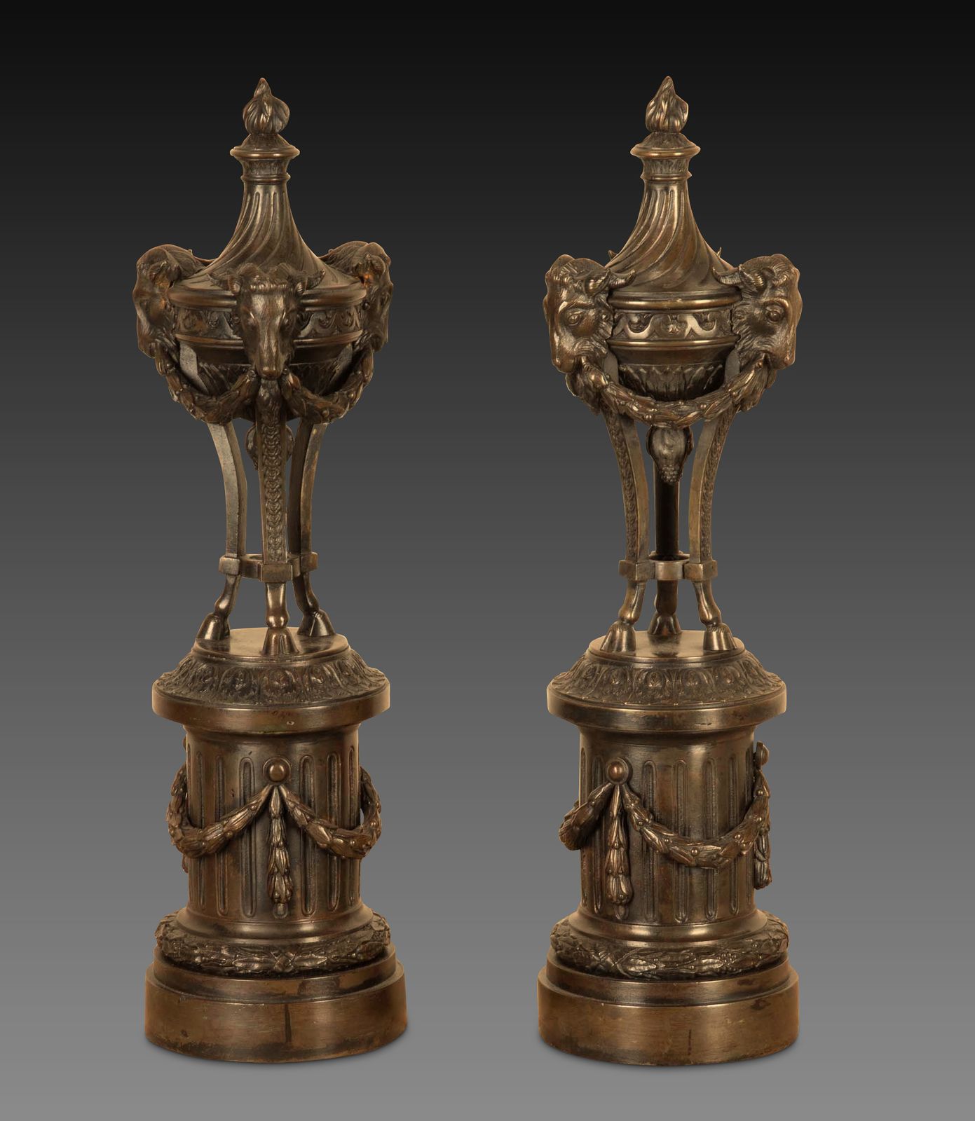 Pair Of 19th Century Italian Bronze Neo Classical Urns photo for sale