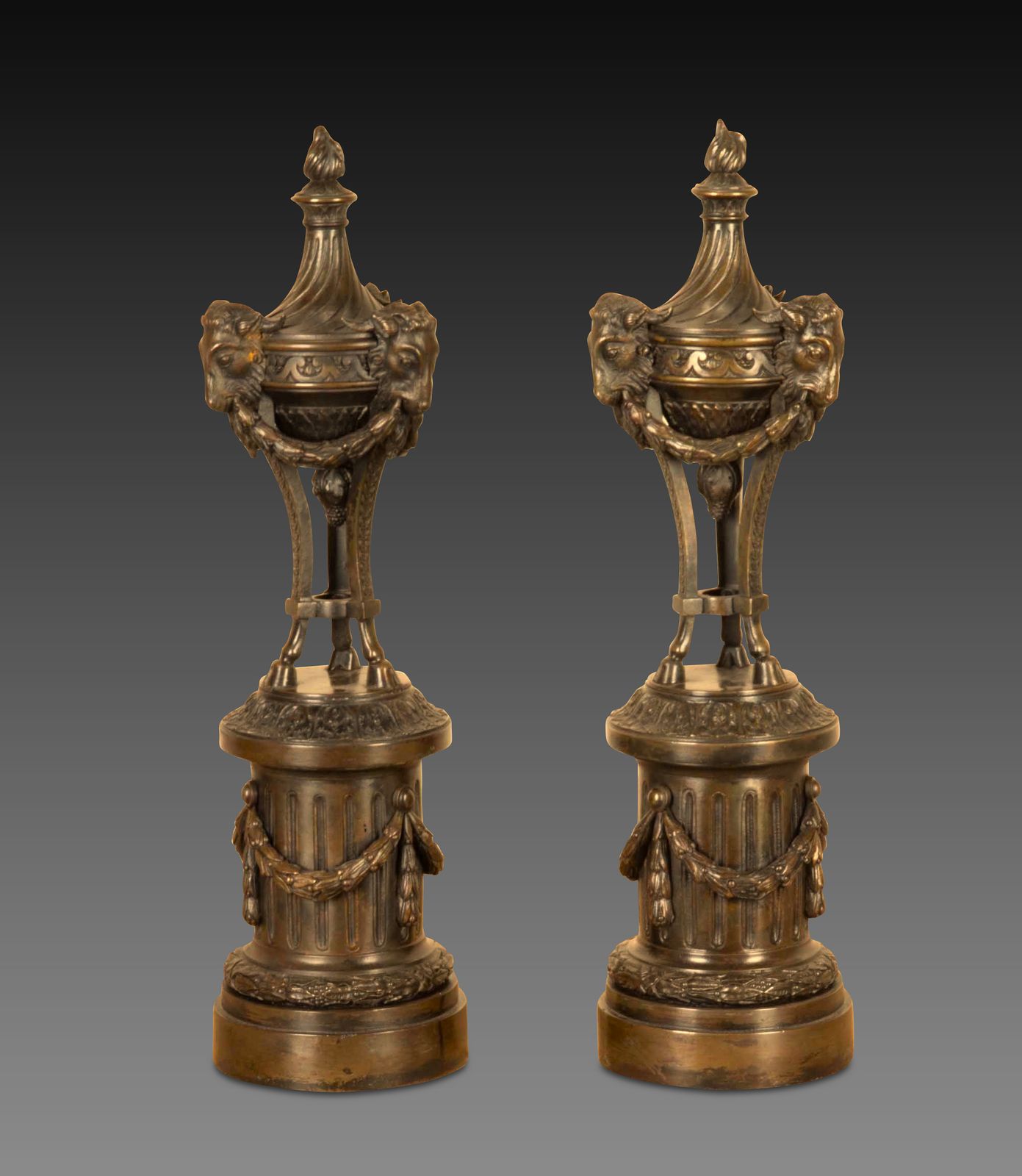 Pair Of 19th Century Italian Bronze Neo Classical Urns