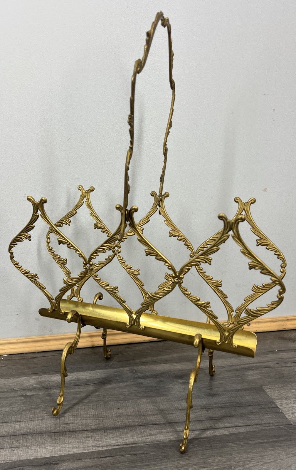 Newspaper Rack Vintage French Style Brass Magazine Stand Lot 4633