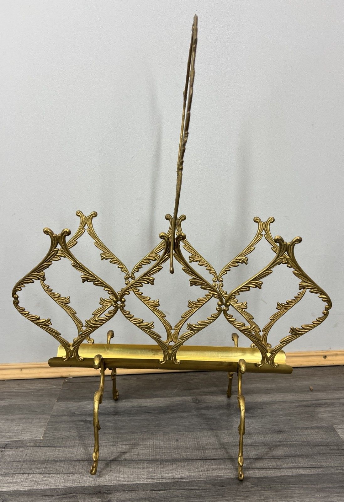 Newspaper Rack Vintage French Style Brass Magazine Stand Lot 4633 photo furniture