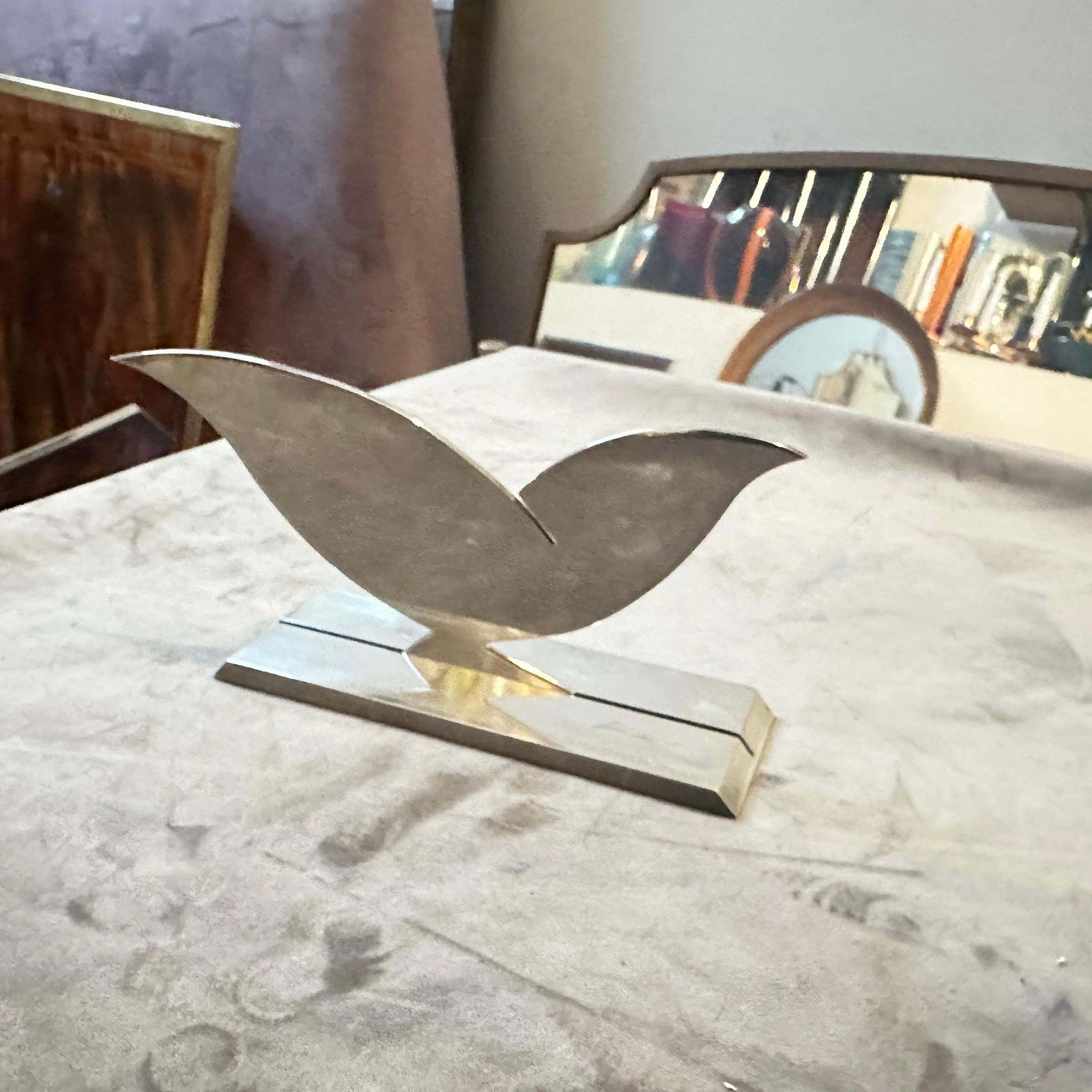 1990s Minimalist Silver Plated Sculpture La Colombella Bianca By Lino Sabattini photo Art