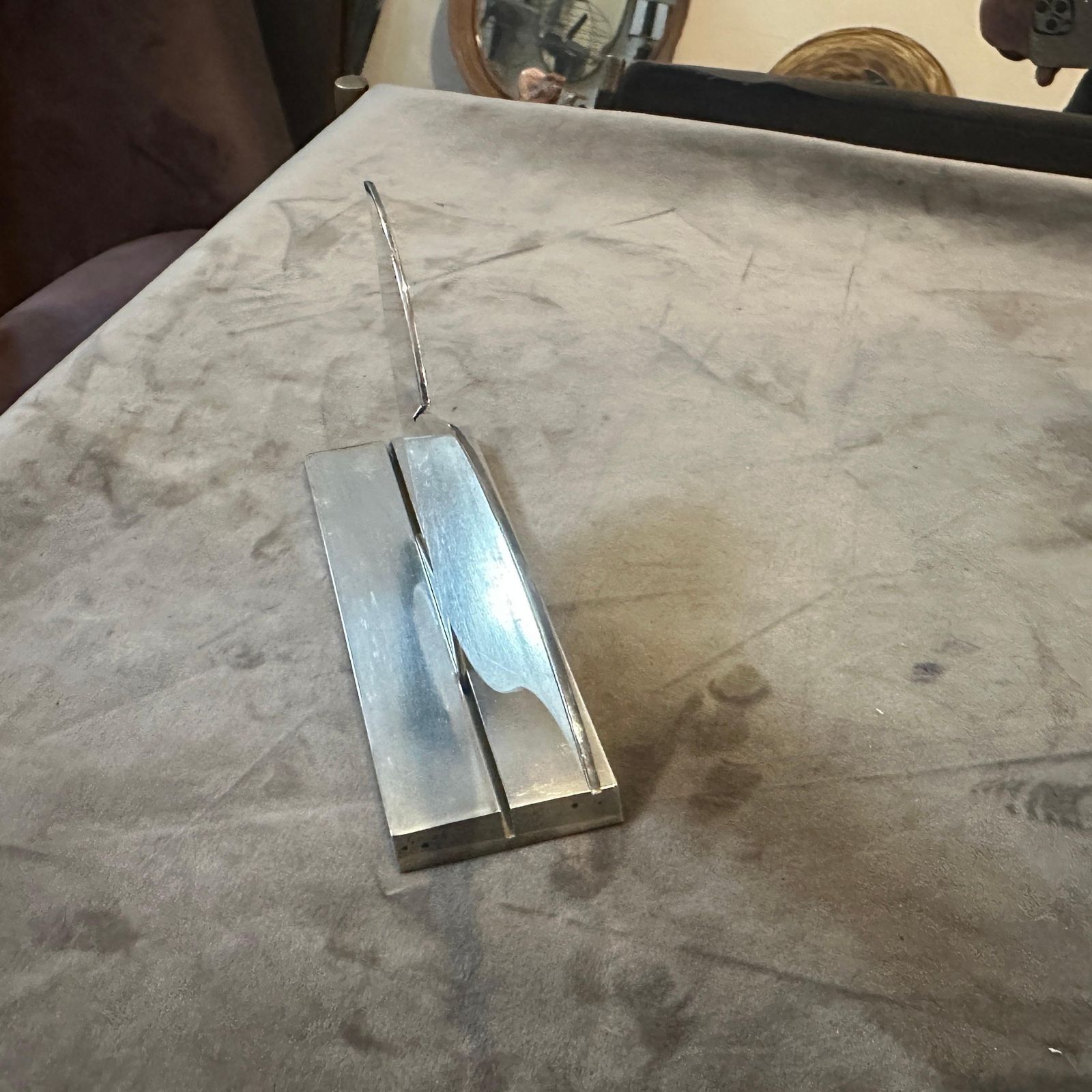 1990s Minimalist Silver Plated Sculpture La Colombella Bianca By Lino Sabattini photo vinterior