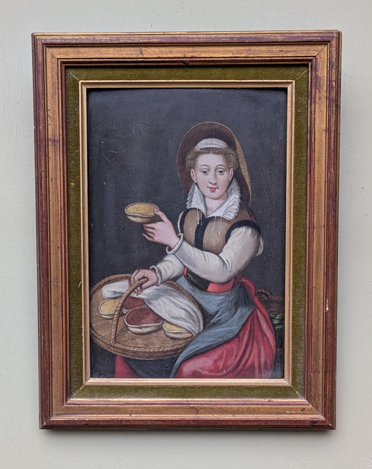 19th Century Oil Portrait Woman With Spices   Style Of Joachim Bueckelaer
