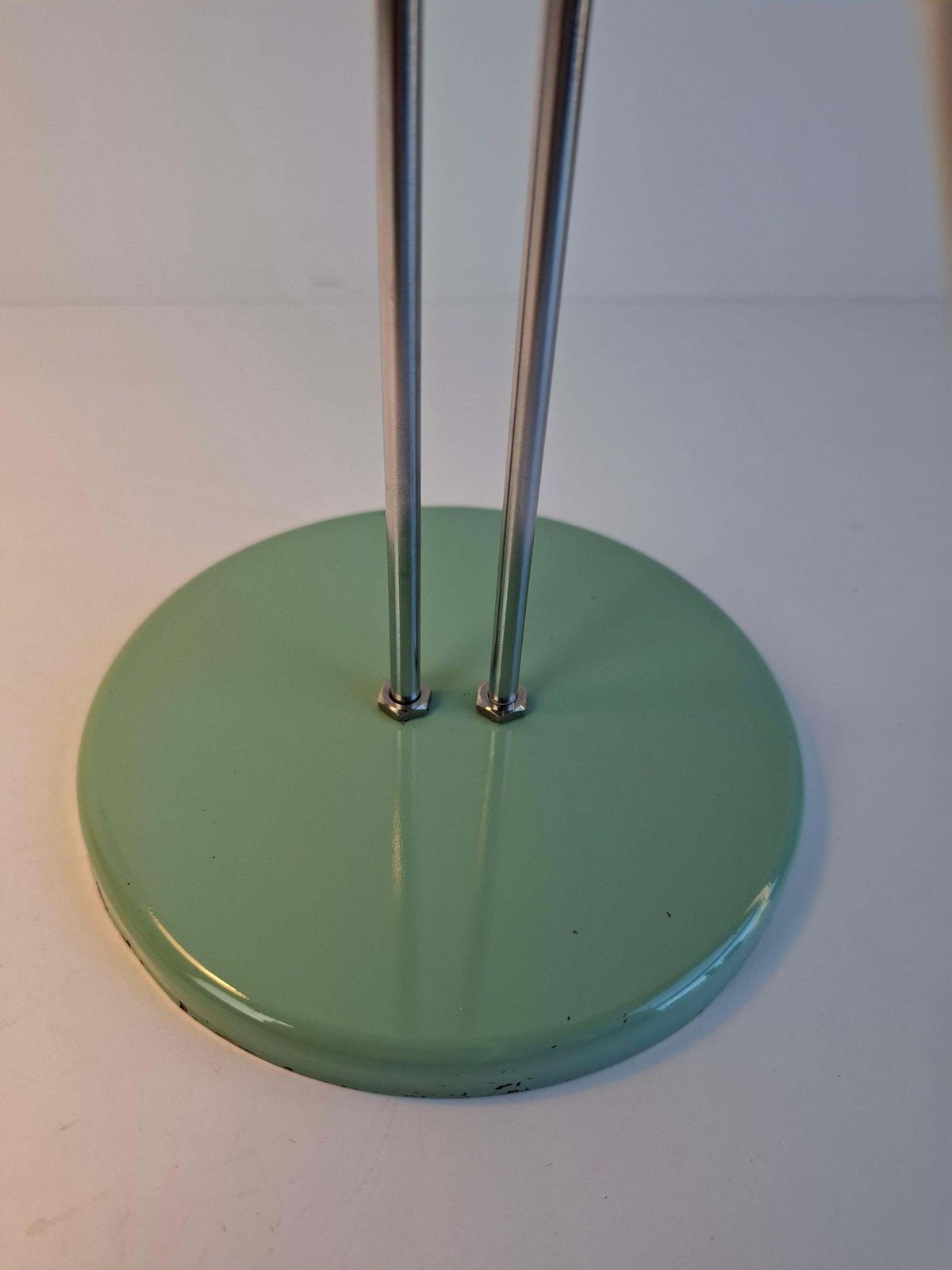 Josef Hůrka For Lidokov Midcentury Modern Table Lamp In Green Metal And Chrome photo vinterior