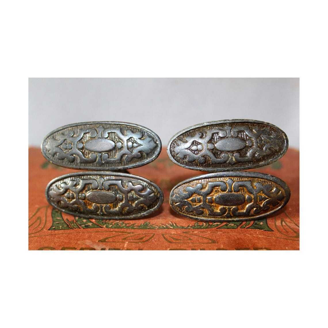Set Of 4 Handles With Rods Antique Cast Brass Door Handles Hardware Restoration Door Pull Entrance Architectural Salvage Restoration