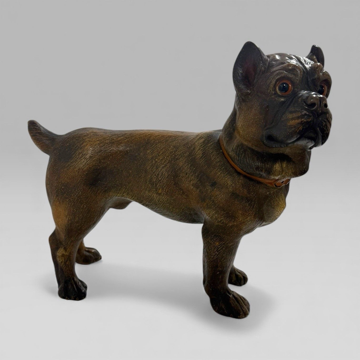 Art Antique Austrian Terracotta Life Size Pug Puppy Dog Sculpture photo