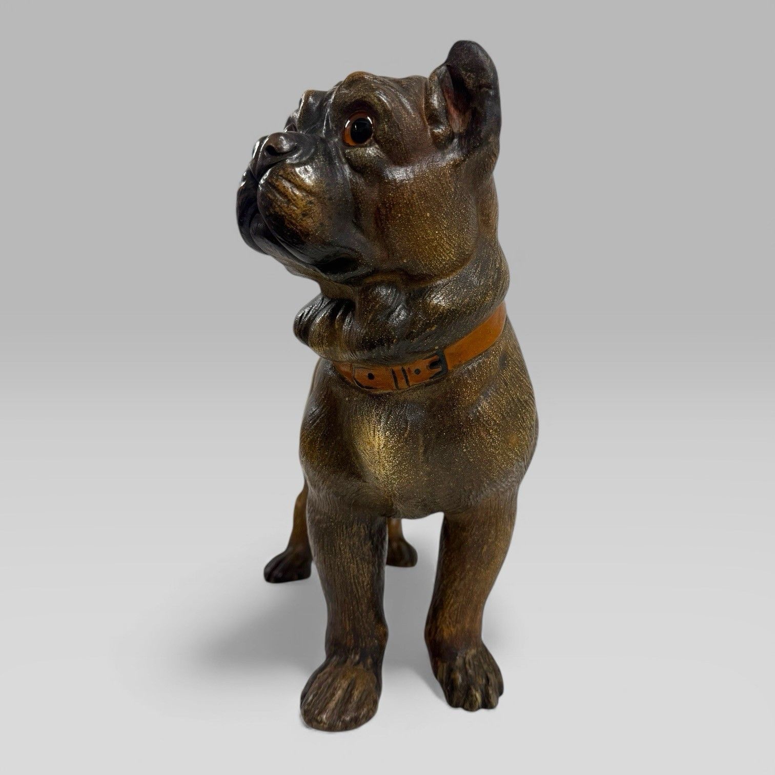 photo vinterior Antique Austrian Terracotta Life Size Pug Puppy Dog Sculpture
