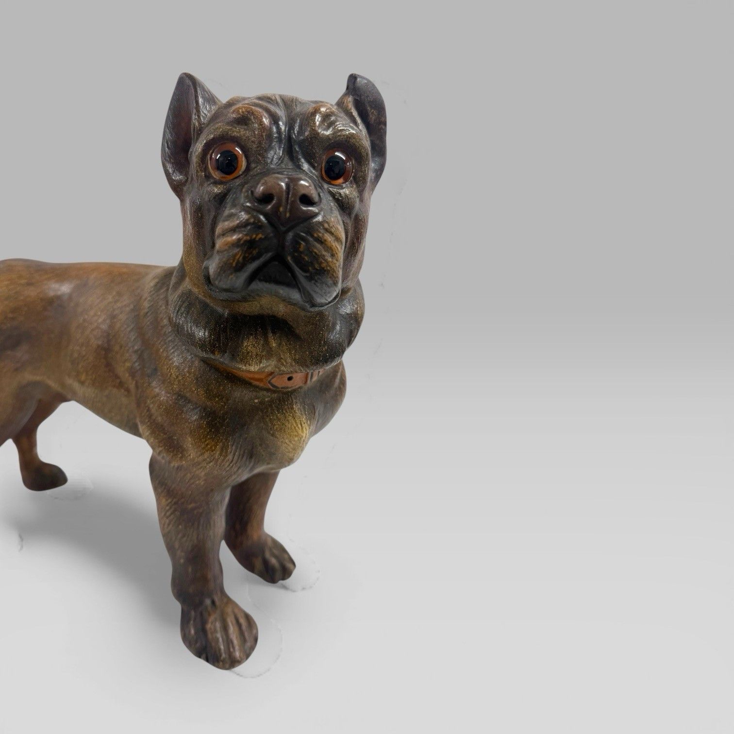 photo vintage Antique Austrian Terracotta Life Size Pug Puppy Dog Sculpture