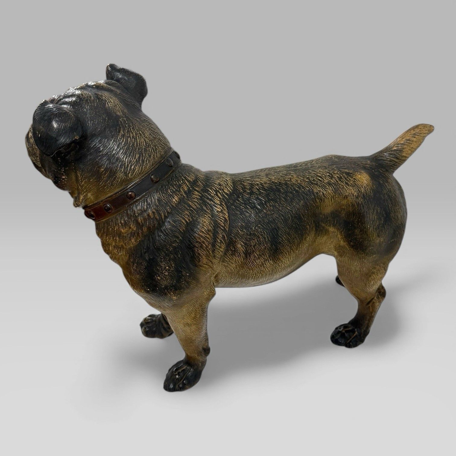 Antique Austrian Terracotta Life Size Pug Dog Sculpture photo vintage