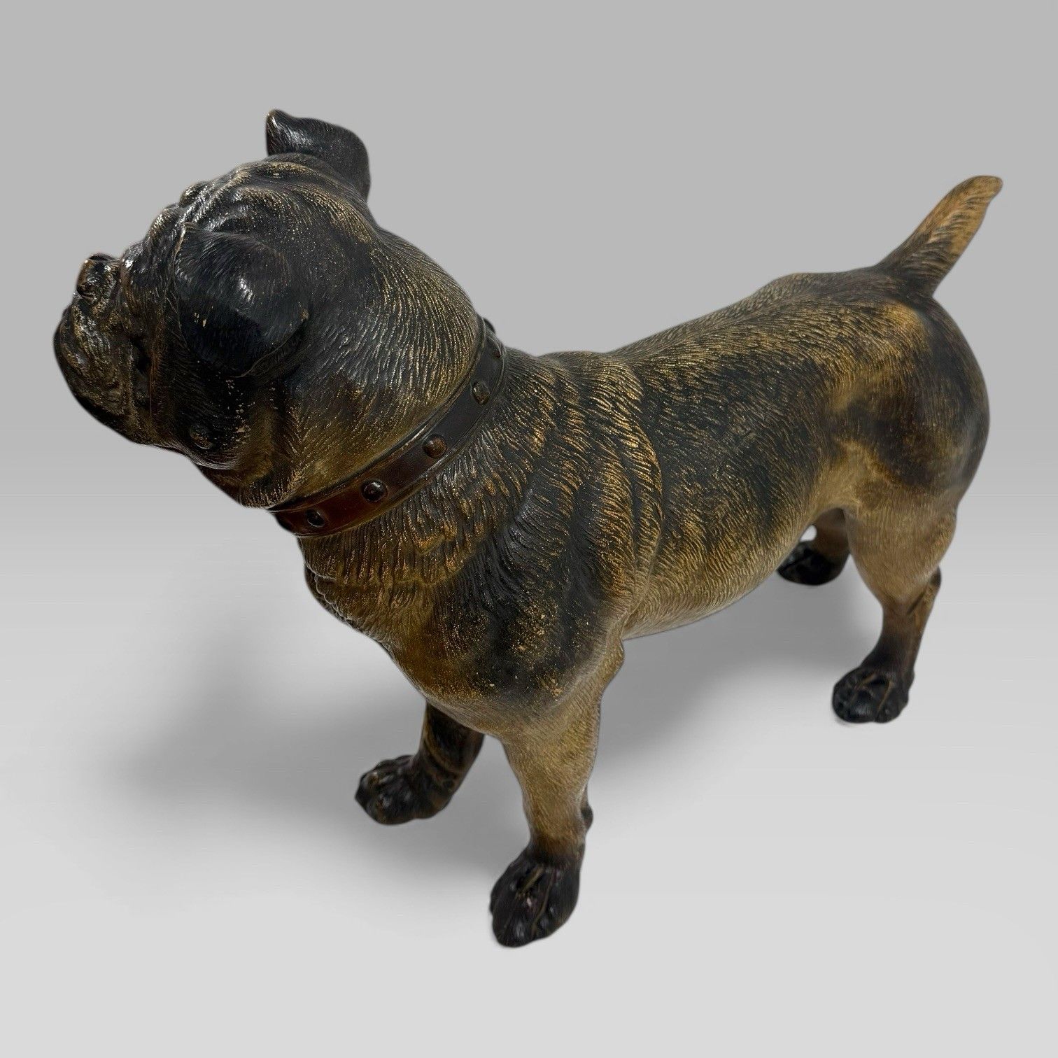 Art Antique Austrian Terracotta Life Size Pug Dog Sculpture photo