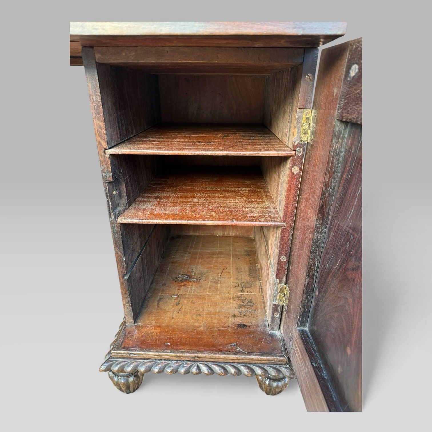 Furniture Antique Regency/William IV Anglo Indian Padouk Carved Sideboard Or Desk photo