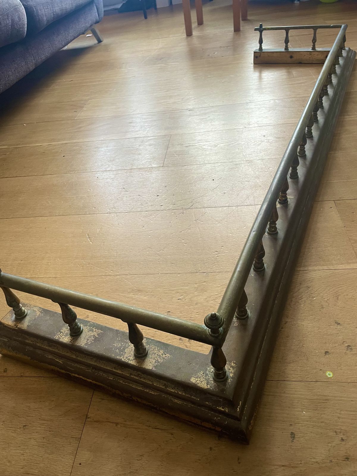 Antique Brass And Iron Fireplace Fender photo 89.0