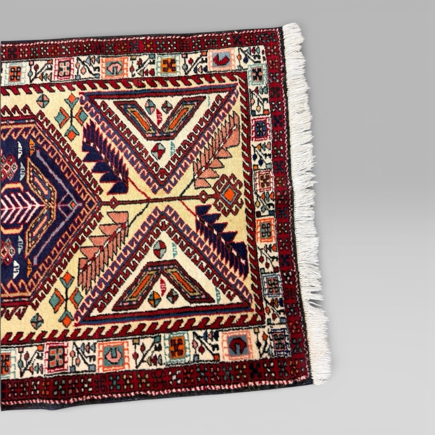 photo furniture Vintage Middle Eastern Sarab Wool Runner Rug Red & Yellow Geometric 298x85