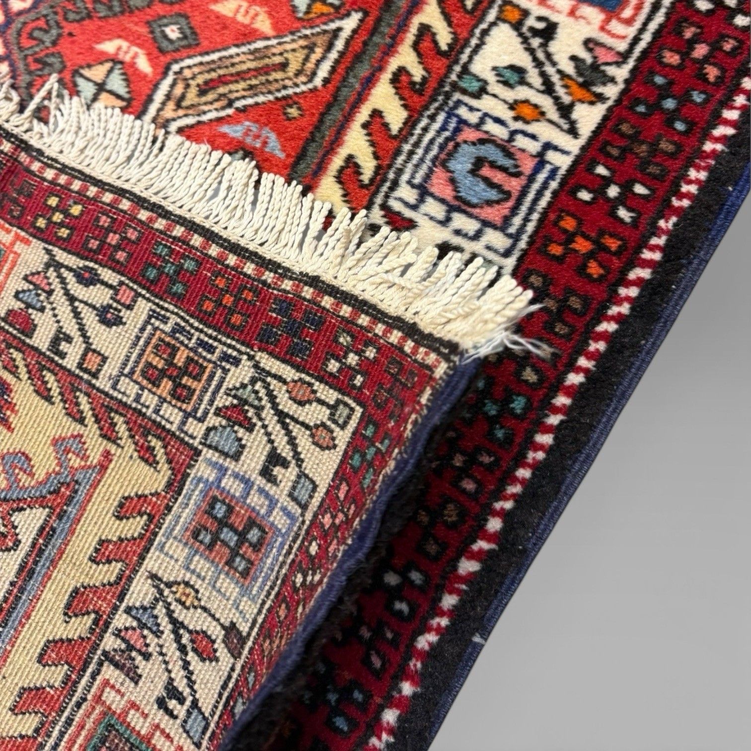 photo for sale Vintage Middle Eastern Sarab Wool Runner Rug Red & Yellow Geometric 298x85