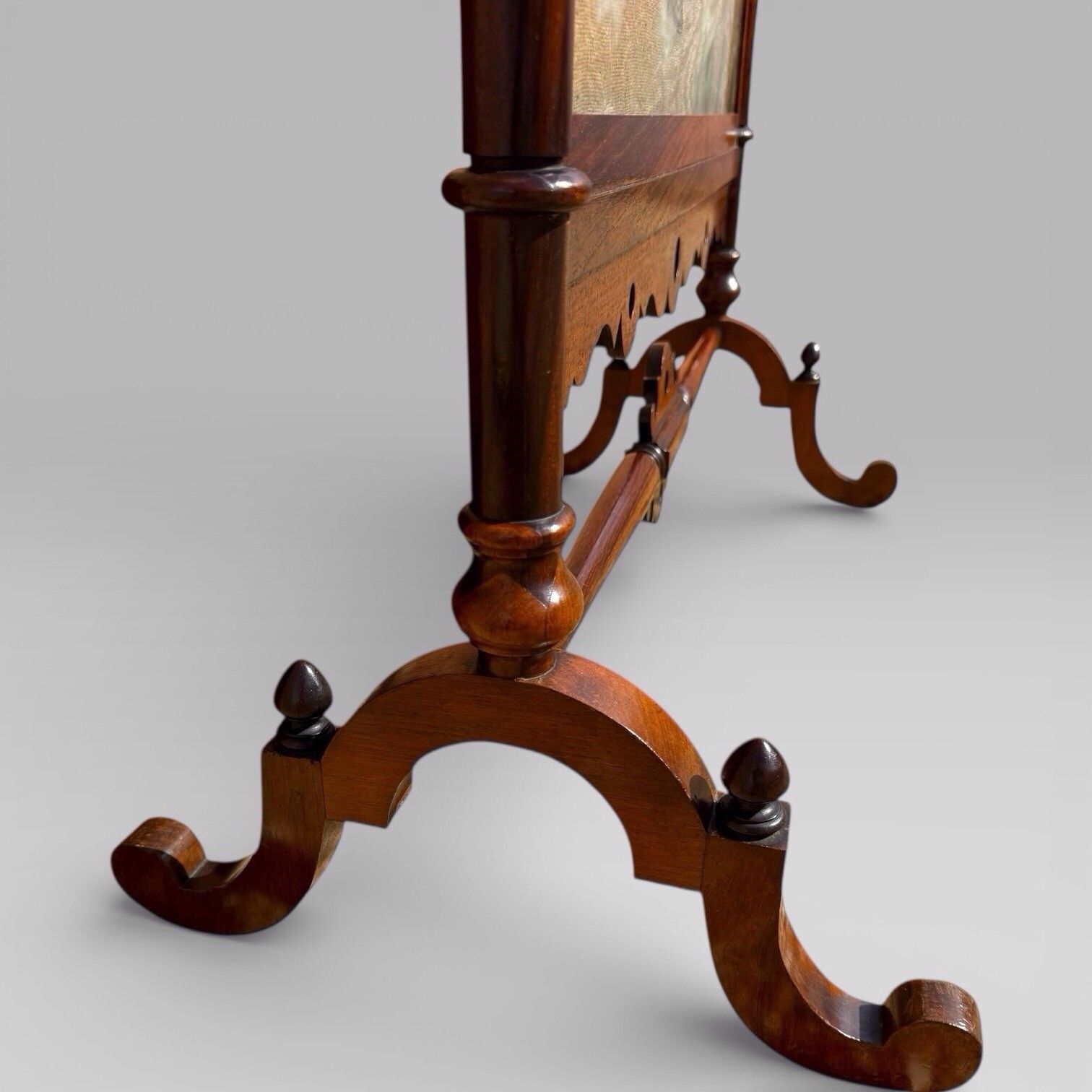 photo for sale Antique English Victorian Rosewood & Needlework Cheval Fire Screen