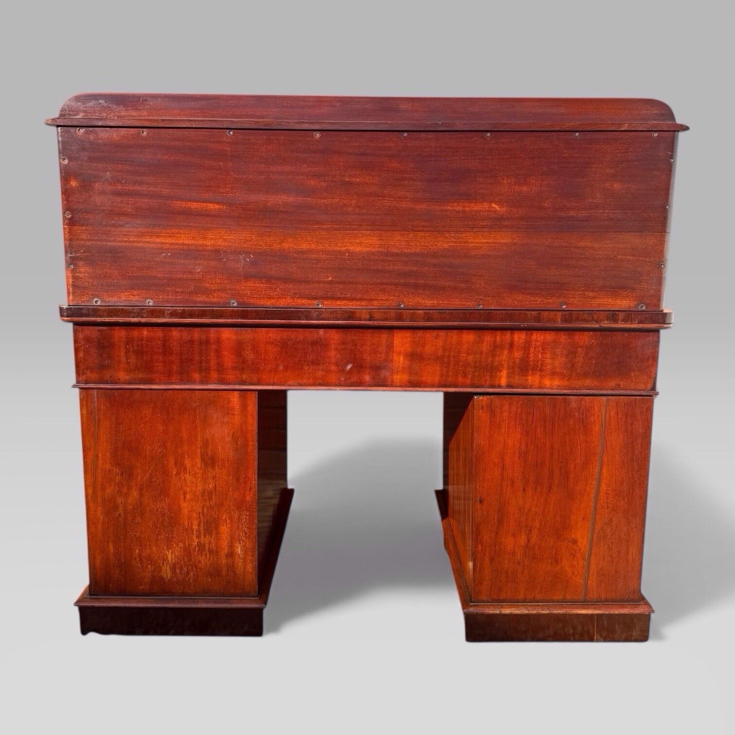 photo buy Antique Victorian Mahogany Pedestal Desk – 9 Drawers, Tooled Leather & Cupboard