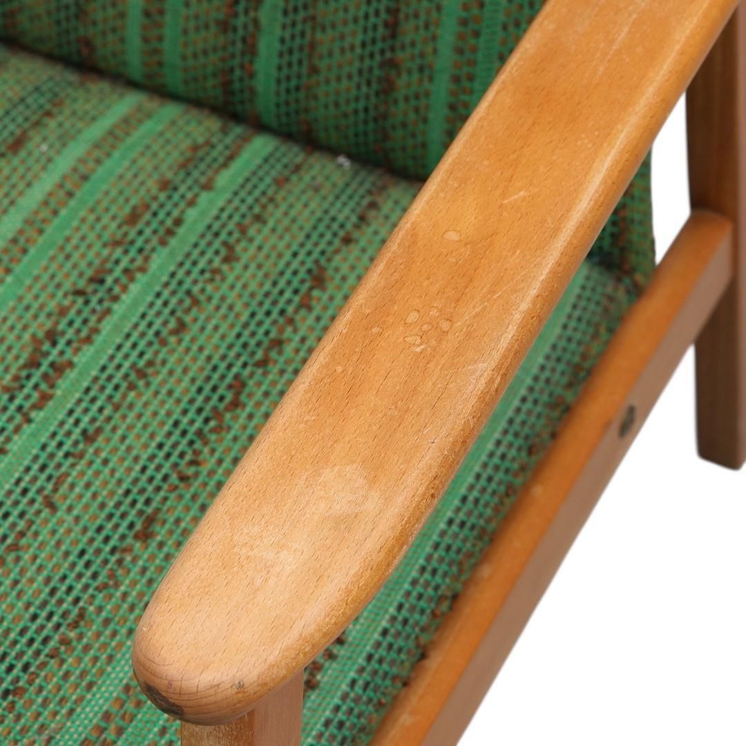 Pair Of 1950s Scandinavian Beech High‑Back Armchairs In Green Upholstery photo Furniture