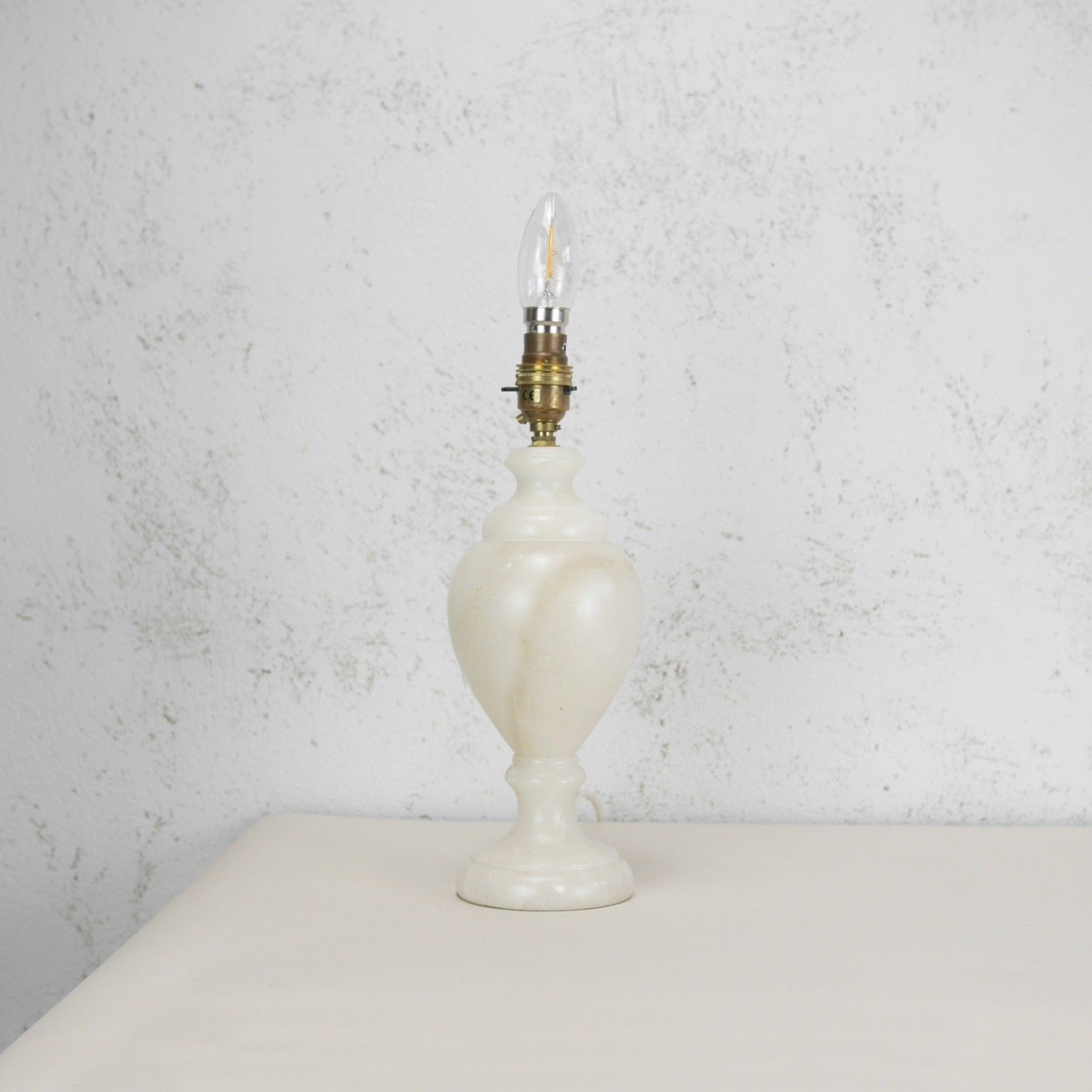 Alabaster Marble Neoclassical Urn Table Lamp Italian Marble Brass #103076 photo furniture