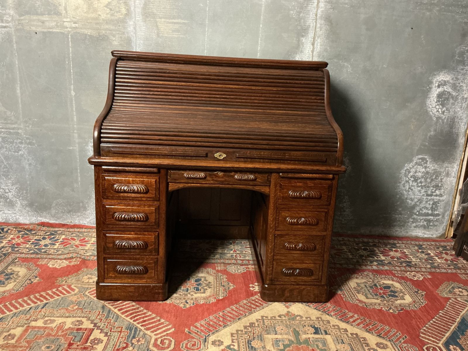photo for sale Antique Roll Top Desk, 1900s, Oak