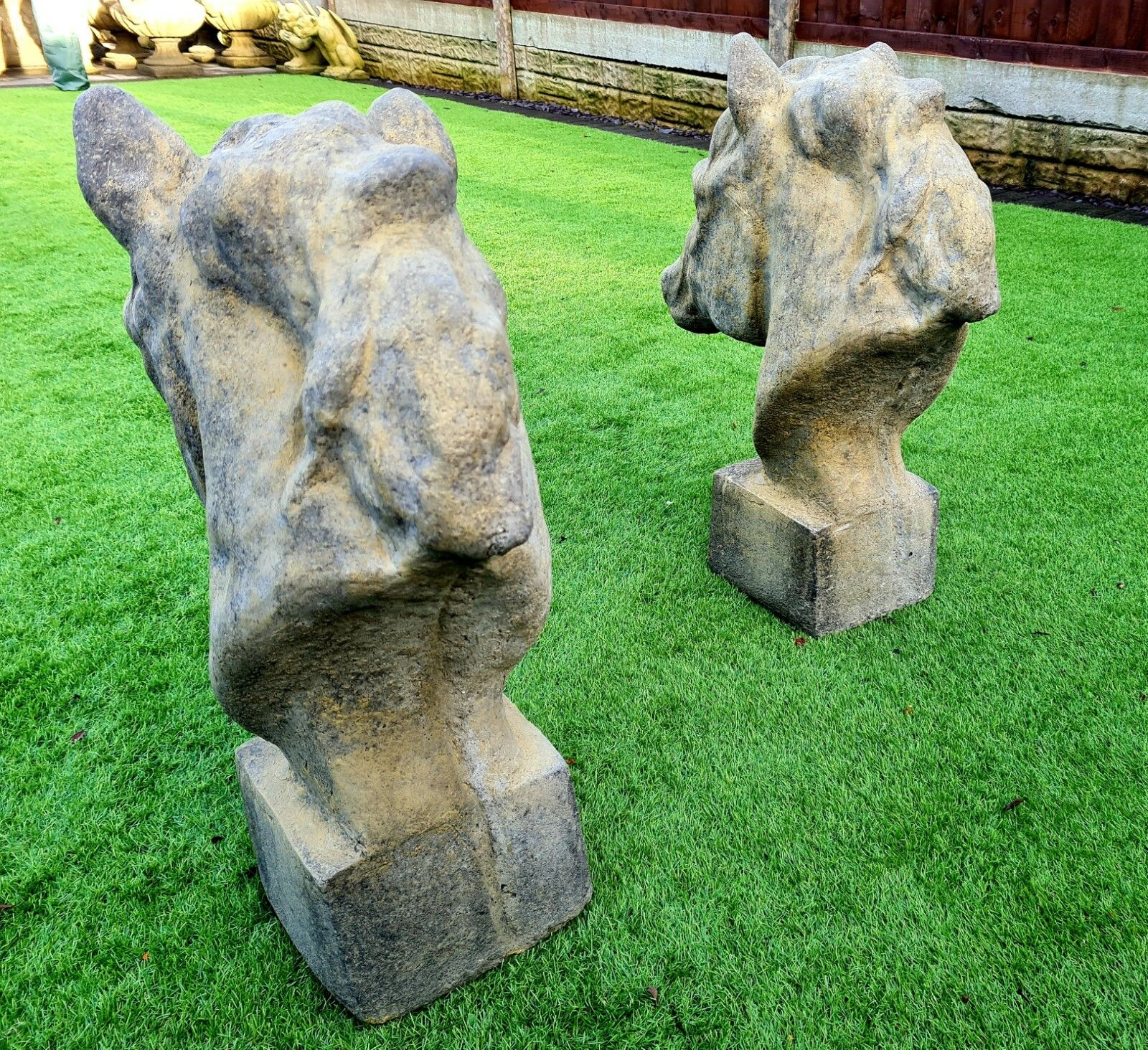 Pair Vintage Style Horse Piers English Stone Delivery Available 0075. photo buy